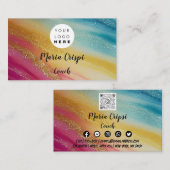 Carte De Visite Logo personnalisé QR Code Rainbow Gold Social Medi (Devant / Derrière)