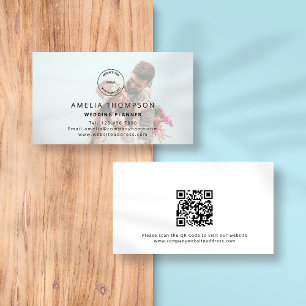 Carte De Visite Logo personnalisé QR Code Wedding planner photo