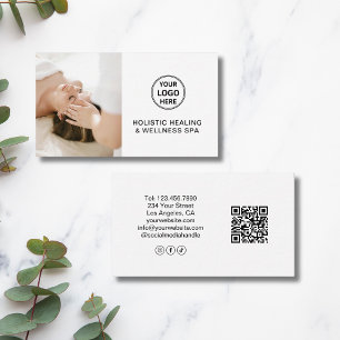 Carte De Visite Logo personnalisé QR White Holistic Health Therapi