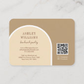 Carte De Visite Logo personnalisé Retro Arch Script Rose Feminine (Dos)