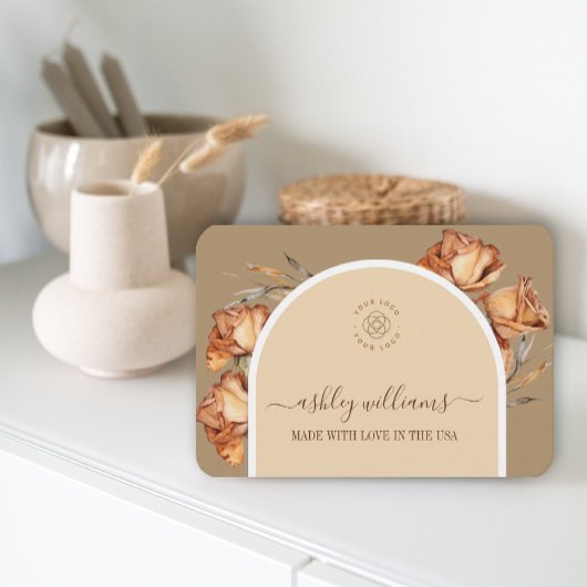 Carte De Visite Logo personnalisé Retro Arch Script Rose Feminine