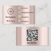 Carte De Visite Logo personnalisé Social Media Gold QR Code Rose G (Devant / Derrière)
