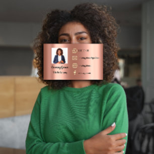 Carte De Visite Logo personnalisé Social Media Gold QR Code Rose p