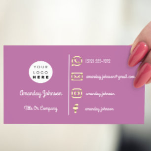 Carte De Visite  Logo personnalisé Social Media Gold QR Code Viole