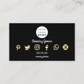 Carte De Visite Logo personnalisé Social Media Gold Rose QR Code P (Devant)