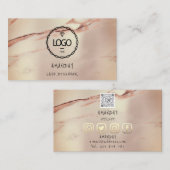 Carte De Visite Logo personnalisé Social Media QR Code Rose Marbre (Devant / Derrière)