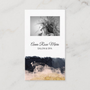 Carte De Visite *~* Logo photo Abstrait Gold White Girly Chic