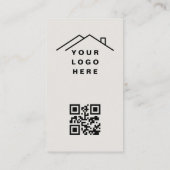 Carte De Visite Logo photo agent immobilier Code QR beige (Dos)