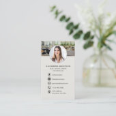 Carte De Visite Logo photo agent immobilier Code QR beige (Debout devant)