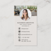 Carte De Visite Logo photo agent immobilier Code QR beige (Devant)