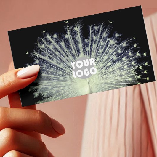 Carte De Visite Logo photo Beautifule Peacock sur Black