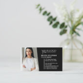 Carte De Visite Logo photo Black Modern Professional QR Code (Debout devant)