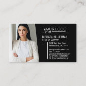 Carte De Visite Logo photo Black Modern Professional QR Code (Devant)