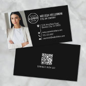 Carte De Visite Logo photo Black Modern Professional QR Code