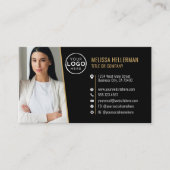 Carte De Visite Logo photo code QR professionnel Or noir (Devant)