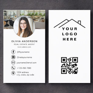 Carte De Visite Logo photo d'agent immobilier Code QR