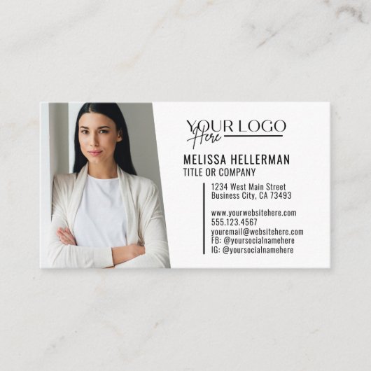 Carte De Visite Logo photo de code QR professionnel moderne (Devant)