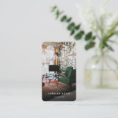 Carte De Visite Logo photo de design moderne Portrait QR Black (Debout devant)