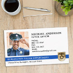 Carte De Visite Logo photo de l'agent de police<br><div class="desc">Améliorez votre image professionnelle et faites une impression durable avec nos Cartes de visite policiers, méticuleusement conçus pour les professionnels de l'application de la loi. Ces cartes sont parfaites pour les policiers, les détectives et les autres agents de la force publique qui souhaitent exprimer leur dévouement et leur professionnalisme. Caractéristiques...</div>