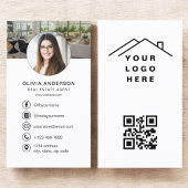 Carte De Visite Logo photo de l'agent immobilier de code QR