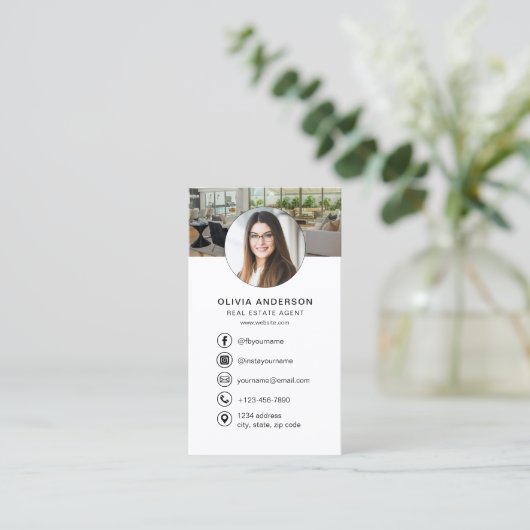 Carte De Visite Logo photo de l'agent immobilier de code QR (Debout devant)