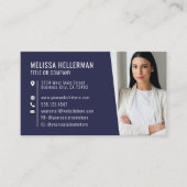 Carte De Visite Logo photo de Modern Navy Blue Professional (Devant)