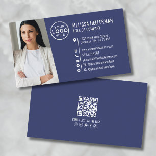 Carte De Visite Logo photo du code QR professionnel de la marine m