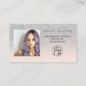 Carte De Visite Logo photo du script de parties scintillant SIlver (Dos)