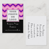 Carte De Visite Logo photo en chevron rose (Devant / Derrière)