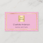 Carte De Visite Logo photo en or rose code QR moderne (Devant)