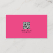 Carte De Visite Logo photo Girly Pink QR Code (Dos)