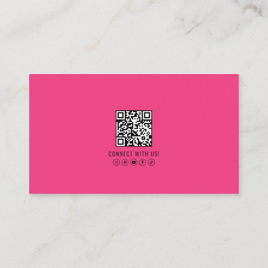 Carte De Visite Logo photo Girly Pink QR Code (Dos)