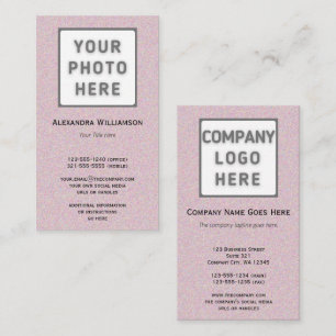 Carte De Visite Logo photo Glittery rose double face verticale