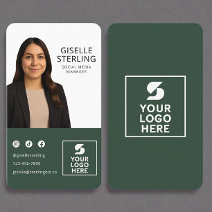 Carte De Visite Logo Photo Green Forest Portrait Moderne