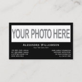 Carte De Visite Logo photo horizontale Modèle double face noir (Devant)