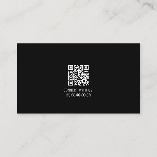 Carte De Visite Logo photo moderne Black Professional QR Code (Dos)