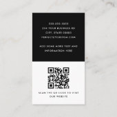 Carte De Visite Logo photo moderne en noir et blanc en gras code Q (Dos)