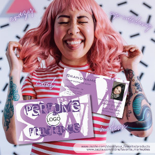 Carte De Visite Logo photo moderne Lilac Purple White et Monogramm