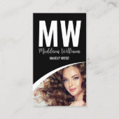 Carte De Visite Logo photo moderne noir blanc Monogramme (Devant)