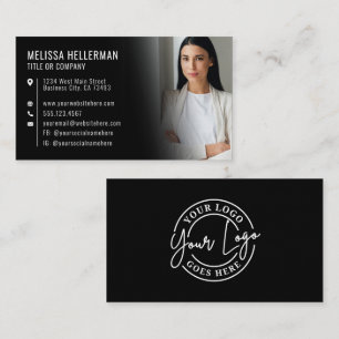 Carte De Visite Logo photo moderne noir professionnel