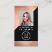 Carte De Visite Logo photo moderne Rose Gold Foil (Devant)