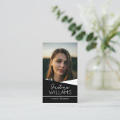 Carte De Visite logo photo noir moderne QR code professionnel (Debout devant)