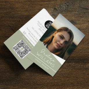 Carte De Visite logo photo noir moderne QR code professionnel