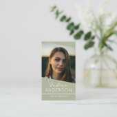 Carte De Visite logo photo noir moderne QR code professionnel (Debout devant)