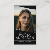 Carte De Visite logo photo noir moderne QR code professionnel (Devant)