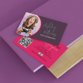 Carte De Visite Logo Photo Plum & Pink QR Code