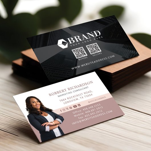 Carte De Visite Logo photo professionnel moderne et codes QR
