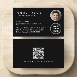 Carte De Visite Logo photo professionnel QR Code noir