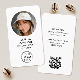 Carte De Visite Logo photo profil moderne QR Code blanc