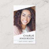 Carte De Visite Logo photo QR code moderne blanc clair aqua bleu (Devant)